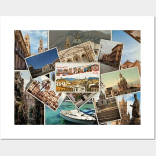 Greetings from Palermo in Sicily Italy Vintage style retro souvenir Posters and Art